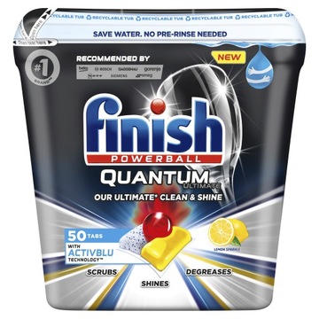 Finish Quantum Ultimate капсулы для посудомоечной машины таблетки Все в 1 50 шт лимон
