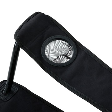 Черно-зеленое складное рыболовное кресло с контейнером для туристического стаканчика