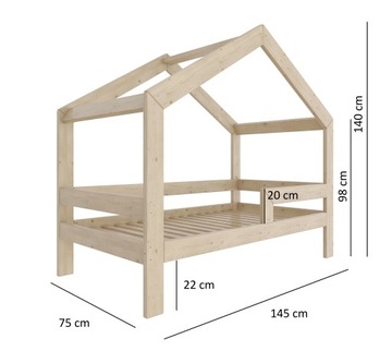 ДЕТСКИЙ ДОМИК-КРОВАТЬ 140х70 ДЛЯ ДЕТЕЙ + КАРКАС + ПЕРИЛАСЬ W4