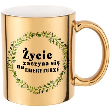 KUBEK ZŁOTY PREZENT dla Emerytki Dużo Wzorów +IMIĘ