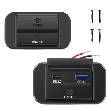 Автомобильная зарядная панель 12-24В с QC 3.0 + PD 3.0 для автомобилей