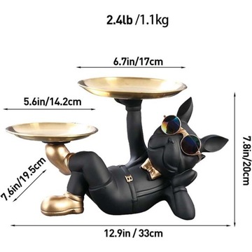 NORDIC BULDOG FRANCUSKI RZEŹBA FIGURKA PSA STATUA NA KLUCZE PODSTAWKA TACA