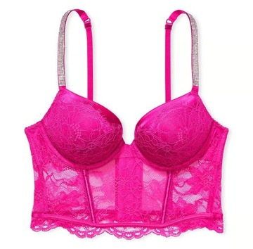 Koronkowy top 2x push-up Victoria's Secret Bombshell z cyrkoniami 70B (32B)