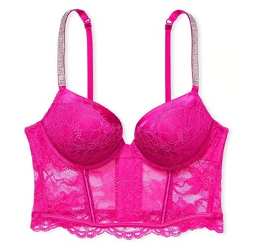 Koronkowy top 2x push-up Victoria's Secret Bombshell z cyrkoniami 75B (34B)