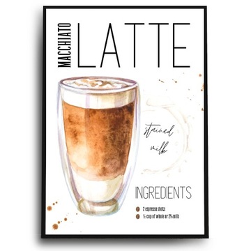 NOWOCZESNE OBRAZY DO KUCHNI INDUSTRIALNY PLAKAT LOFT KAWA LATTE 30 X 40 A3