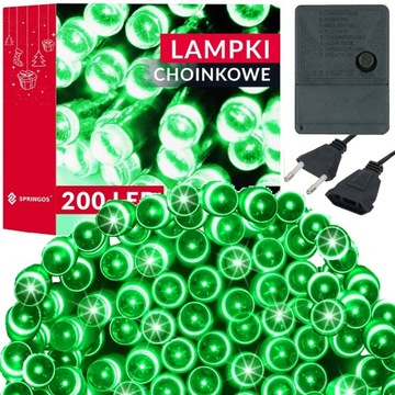 LAMPKI CHOINKOWE 200led 15,5m ZEWNĘTRZNE WEWNĘTRZNE ZIELONE ŚWIĄTECZNE