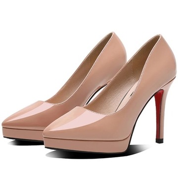 CZÓŁENKA NA PLATFORMIE LAKIEROWANE SZPILKI 10cm W SZPIC ALLADIES* AS8254