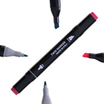 Спиртовые маркеры двухсторонние в футляре 24 + подставка.