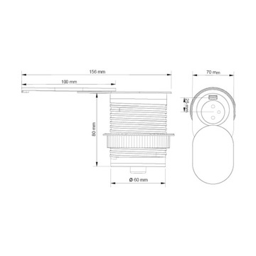Мебельная розетка SLIDEBOX, встраиваемая в столешницу