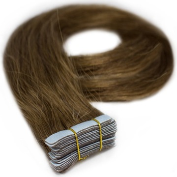 WŁOSY METODA KANAPKOWA TAPE ON 45 CM KANAPKI 2 TAŚMY jasny brąz 6