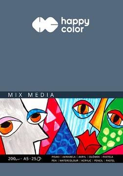 BLOK HAPPY COLOR MIX MEDIA ART A5 25 ARKUSZY 200G