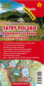 TATRY POLSKIE 2023/2024 LAMINOWANE SCHEMATY SZLAKÓW + MAPA GAUSS