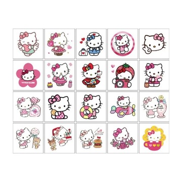 20Pcs/set Sanrio Hello Kitty Tattoo Stickers Kuromi Mymelody Cartoon Tattoo