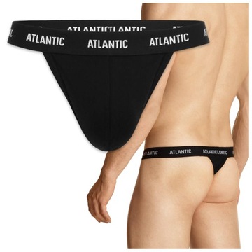 STRINGI MĘSKIE bawełniane zmysłowe seksowne czarne MP-1572 Atlantic *XL