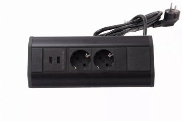 ПОРТ УГЛОВАЯ КОРОБКА ЧЕРНАЯ 2 РАЗЪЕМА 2 USB