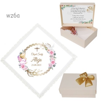 БЕЛАЯ КРЕСТАЛЬНАЯ ХАНИЦА для мальчика, девочки, КРЕЩЕНИЕ, ИМЯ, коробка