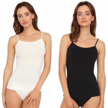 4 X KOSZULKA CAMISOLE CZARNA BIAŁA BEŻ GRANAT XL