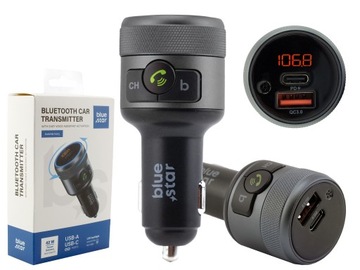 Transmiter FM Ładowarka szybkie ładowanie 42W QC 3.0 PD USB-C i USB-A LED