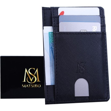 Etui na karty Slim Portfel Skórzany MATSIBO RFID