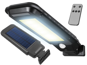 Lampa solarna 30 W COB, 2000 lm, sensor ruchu i zmierzchu, akumulator