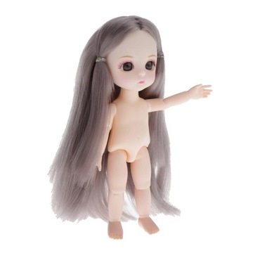 Очаровательная девушка с шаровидным суставом диаметром 16 см, седыми прямыми волосами.