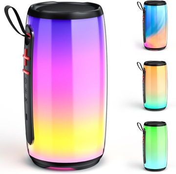 Mini sprzęt do karaoke z 2 mikrofonami, kolorowymi światłami, głośnikiem TWS, czarny