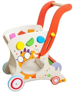 ДЕРЕВЯННАЯ ОБРАЗОВАТЕЛЬНАЯ КОЛЯСКА WALKER PUSH MONTESSORI С РЕГУЛИРУЕМОЙ ВЫСОТОЙ