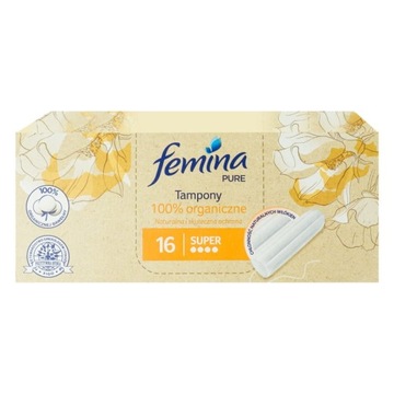 Femina Pure czysta bawełna eko tampony SUPER 16szt