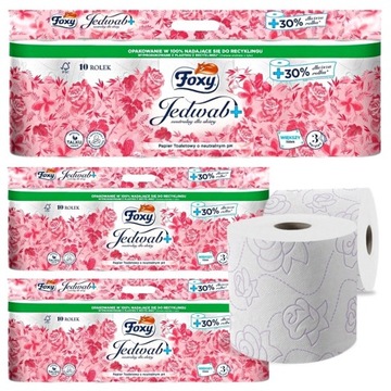 Papier toaletowy Foxy Jedwab+ (10 rolek) x 3 opak.