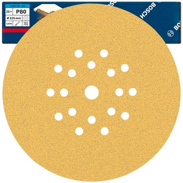 PAPIER ŚCIERNY na RZEP dysk BOSCH 225mm P80 ŻYRAFA