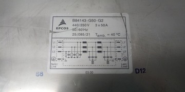 B84143-G50-G2 Epcos Трехфазный сетевой фильтр 3x50A