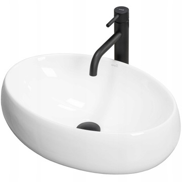 Umywalka nablatowa ceramiczna LINDA owalna biała Rea