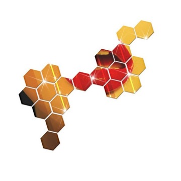 Самоклеящиеся зеркала в форме сот, большой шестигранник, набор из 12 штук, золотой шестигранник