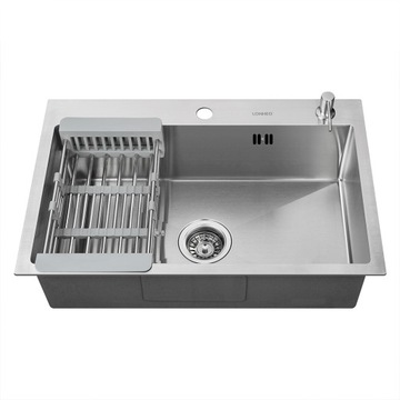 68x45CM Zlewozmywak Kuchenny INOX z SYFON i DOZOWNIK i KOSZYK Teleskopowa