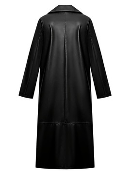 Элегантное длинное мужское зимнее кожаное зимнее пальто