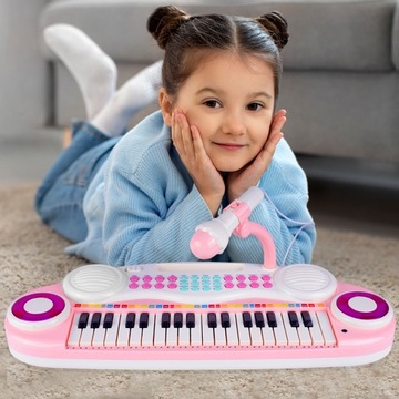 MUZYCZNE ORGANY PIANINKO KEYBOARD dla dzieci 37 KLAWISZY MIKROFON MP3 LED