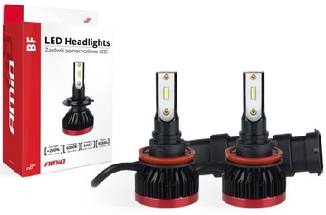 H11 H9 H8 LED ŻARÓWKI BF +200% MAŁE MINI AMIO MARKOWE ZIMNY BIAŁY H11 6000K