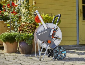 Тележка со шлангом длиной 25 м и фитингами Gardena AquaRoll M Easy Metal Garden