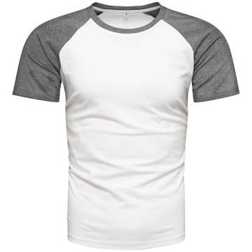 T-shirt męski koszulka biała z grafitowymi rękawkami XXL