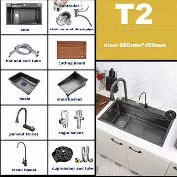 Styl 6845WS-T2 Nano zlewozmywak wodospadowy ze sta