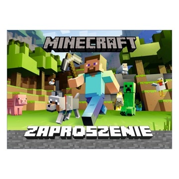 ZAPROSZENIE ZAPROSZENIA MINECRAFT PIKSELE 1szt