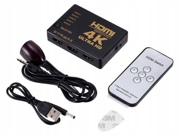 Switch adapter HDMI 5 do 1 4K ULTRA HD z pilotem