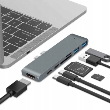 Rozbočovač Usb-c Hub Usb 7v1 Microsd Hdmi Pro Macbook Pro Air