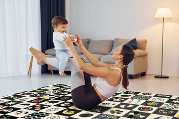 ОБУЧАЮЩИЙ КОВРИК ИЗ ПЕНЫ, ДВУХСТОРОННИЙ, КОНТРАСТ, АЛФАВИТ, СКЛАДНОЙ + СУМКА