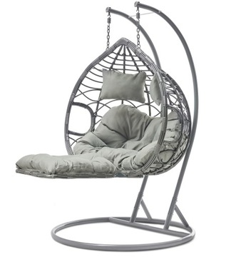 HUŚTAWKA FOTEL WISZĄCY Z PODNÓŻKIEM KOSZ SZARY