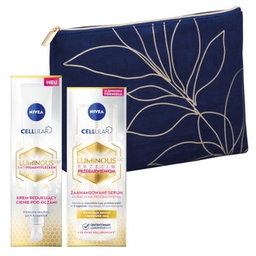 NIVEA LUMINOUS Zestaw Serum na przebarwienia + Krem pod oczy + Kosmetyczka