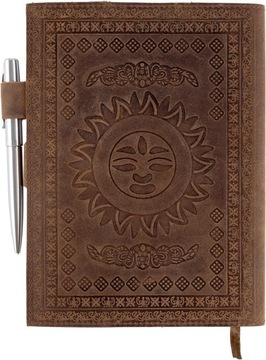 Кожаный блокнот со съемной вставкой для чакр, 320 страниц, ручка в подарок