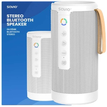 Głośnik Bluetooth STEREO 2x5W SAVIO BS-032 Bateria do 8h AUX SD TWS biały