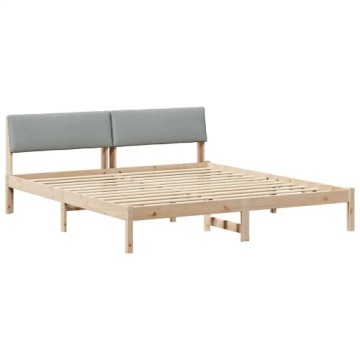 Рама ліжка з підголівником Коричневий і світло-сірий 180 x 200 см