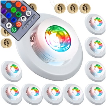 9x HALOGEN LED SUFITOWY Z ŻARÓWKĄ LED RGB PILOTEM